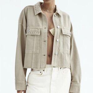 Zara Tan Jean Jacket with Stud Details